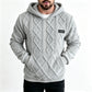 🧶 Men's Plush Diamond Cable Knit Textured Hoodie – Cosy Texture & Everyday Style