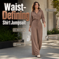 ✨ Flattering One-Piece Style | Women's Tie-Waist Wide-Leg Shirt Jumpsuit