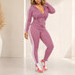 ⌛Limited-Time Offer-Women's Striped Zip-Up Hoodie & Pants Set