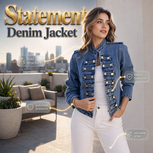 💙Women's Vintage Symmetrical Button Denim Jacket – Classic Button-Up Style & Effortless Comfort