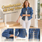 💙Women's Vintage Symmetrical Button Denim Jacket – Classic Button-Up Style & Effortless Comfort