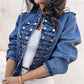 💙Women's Vintage Symmetrical Button Denim Jacket – Classic Button-Up Style & Effortless Comfort