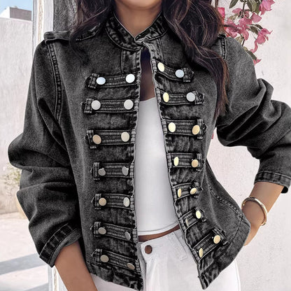 💙Women's Vintage Symmetrical Button Denim Jacket – Classic Button-Up Style & Effortless Comfort