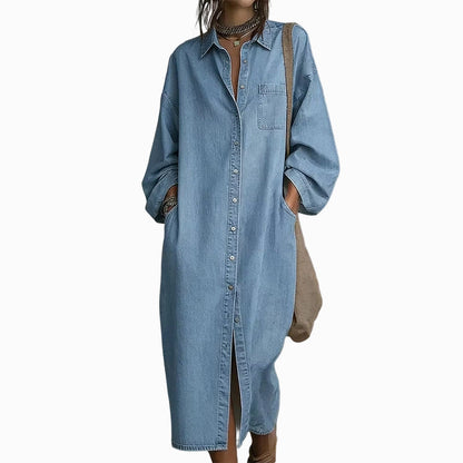 💙Women's Casual Loose Denim Shirt Dress – Effortless, Flattering & Everyday Chic