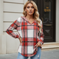 ✨👚Women's Plaid Hooded Long Sleeve Drawstring V Neck Shirts