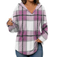 ✨👚Women's Plaid Hooded Long Sleeve Drawstring V Neck Shirts
