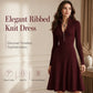 ⌛Limited-Time Offer-Women’s Ribbed Knit Slim Fit Half-Zip Dress