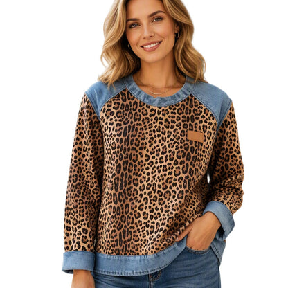 🐆 Women's Casual Crewneck Leopard Print Sweatshirt – Casual, Cosy & Effortlessly Stylish