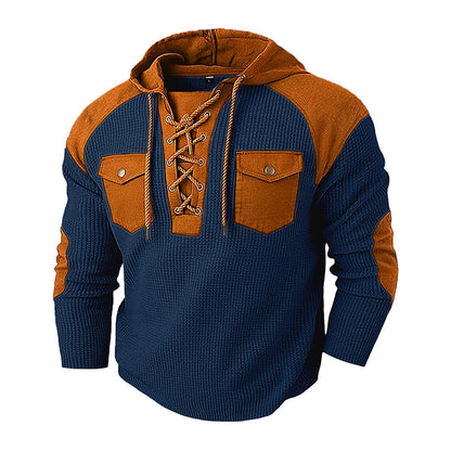 ✨Men's Casual Waffle Knit Hooded Sweatshirt