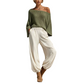 💖 Latest Design | Women's Off-Shoulder Knit Top & Relaxed Pants 2-Piece Set