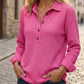 🧶✨ Women's Waffle Knit Long Sleeve Henley Top – Cosy, Flattering & Effortlessly Stylish