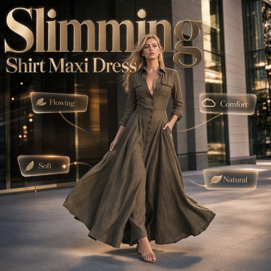 ✨ Polished Without the Fuss | Women's Lapel Button-Down Maxi Dress