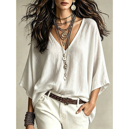 Hot Sale 50% OFF💖Women's Effortless Draped V-Neck Blouse