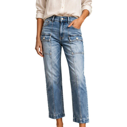 👖💕Women's High-Waisted Stretch Straight Leg Jeans– Flattering, Comfortable