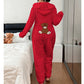💖🐻 Playful Comfort | Women's Bear-Embroidered Cable-Knit Hooded Loungewear
