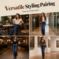 Women's Retro Flared Jeans with Bohemian Print