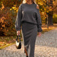 Hot Sale 50% OFF💖Women's Slanted Shoulder Sweatshirt & Sleeveless Dress Set
