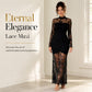Women's Lace Splicing Long Sleeve Maxi Dress