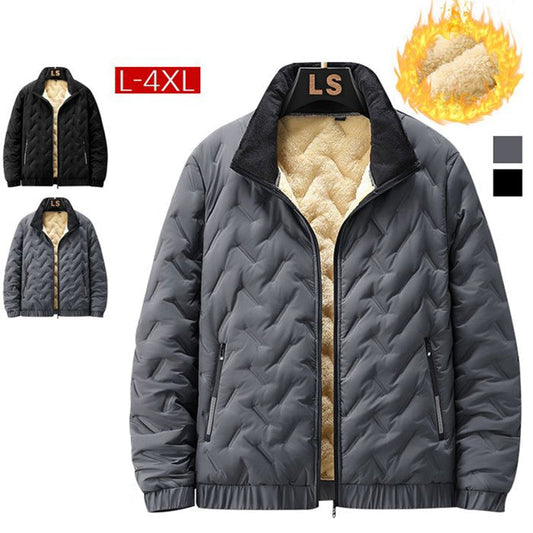 Men's Quilted Winter Jacket with Faux Fleece Lining ✨