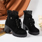 👢 Lace-Up Style, Stable Steps | Women's Chunky-Heel Ankle Booties
