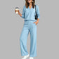 🍂⏳LIMITED-TIME 70% OFF! ✨Women's 2 Piece Outfits V Neck Lounge Set | Raglan Long Sleeve Top & Wide Leg Pants