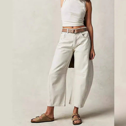 👖 Sculpted Retro Shape | Women's Curved Wide-Leg Denim Jeans