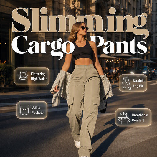 👖 More Pockets, Easy Movement | Women's High-Waist Straight-Leg Cargo Pants