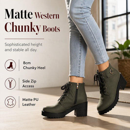 👢 Stable Steps, Western Edge | Women's Side-Zip Chunky Heel Ankle Boots