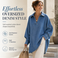 💙 Soft Denim, Standout Shape | Women's Batwing V-Neck Asymmetrical Denim Top