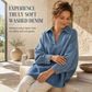💙 Soft Denim, Standout Shape | Women's Batwing V-Neck Asymmetrical Denim Top