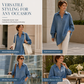 💙 Soft Denim, Standout Shape | Women's Batwing V-Neck Asymmetrical Denim Top