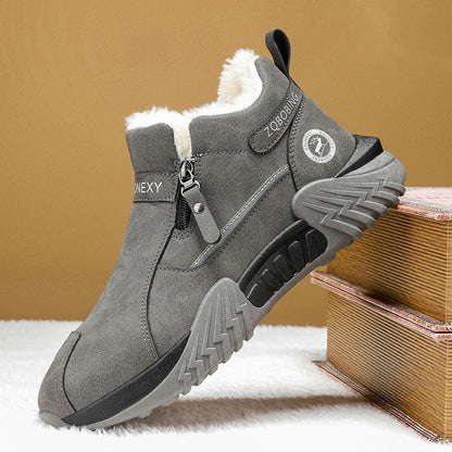 🥾 Men's Fleece-Lined Leather High-Tops | Warm Side-Zip Winter Boots – Non-Slip Grip for Cold Weather ✨