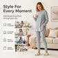 Women's Ribbed Knit Hooded Sweatshirt & Pants Set