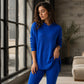 Women's Ribbed Knit Hooded Sweatshirt & Pants Set
