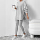 Women's Ribbed Knit Hooded Sweatshirt & Pants Set