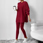 Women's Ribbed Knit Hooded Sweatshirt & Pants Set