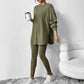 Women's Ribbed Knit Hooded Sweatshirt & Pants Set