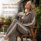 ⏰ Last Day Sale 57% Off | Women's Oversized Shirt & Side-Stripe Jogger 2-Piece Set