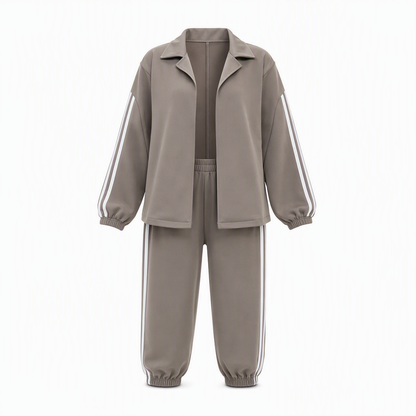 ⏰ Last Day Sale 57% Off | Women's Oversized Shirt & Side-Stripe Jogger 2-Piece Set