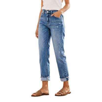 👖 Vintage Distressing, Flattering Straight Fit | Women's High-Rise Jeans ⚡ Free Shipping