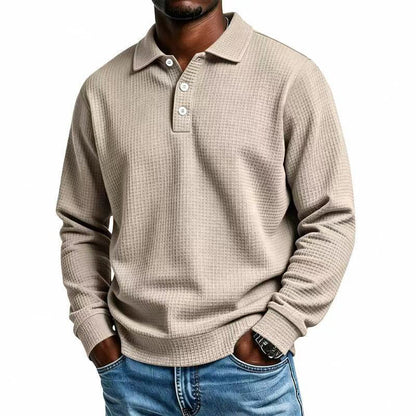 👔Men's Waffle Knit Long Sleeve Collared Top✨𝘉𝘶𝘺 𝘢𝘯𝘺 2 𝘢𝘯𝘥 𝘨𝘦𝘵 𝘢𝘯 𝘦𝘹𝘵𝘳𝘢 8% 𝘥𝘪𝘴𝘤𝘰𝘶𝘯𝘵