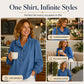 💙 Ruffle Collar, Statement Sleeves | Women's Puff-Sleeve Denim Top