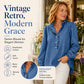 💙 Ruffle Collar, Statement Sleeves | Women's Puff-Sleeve Denim Top