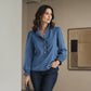 💙 Ruffle Collar, Statement Sleeves | Women's Puff-Sleeve Denim Top