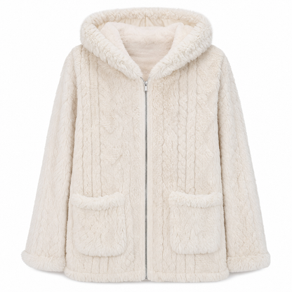 ☁️ Plush Warmth, Textured Elegance | Women's Mid-Length Pocket Cardigan