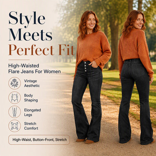 👖 Stretch Comfort, Flattering Flare | Women's High-Waist Jeans ⚡ Free Shipping