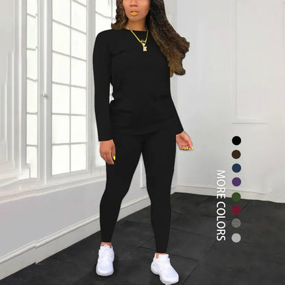 🌈 ✨ Women's Long Sleeve Top & Pants 2-Piece Set