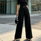 ✨ Double-Button Detail, Flattering Drape | Women's High-Waist Wide-Leg Pants