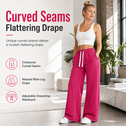👖 Curved Seams, Flattering Wide-Leg Drape | Women's High-Waist Sweatpants✨𝘉𝘶𝘺 𝘢𝘯𝘺 2 𝘢𝘯𝘥 𝘨𝘦𝘵 𝘢𝘯 𝘦𝘹𝘵𝘳𝘢 8% 𝘥𝘪𝘴𝘤𝘰𝘶𝘯𝘵