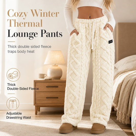 🔥 Cozy Texture | Women’s Flannel-Lined Embossed Straight-Leg Lounge Pants